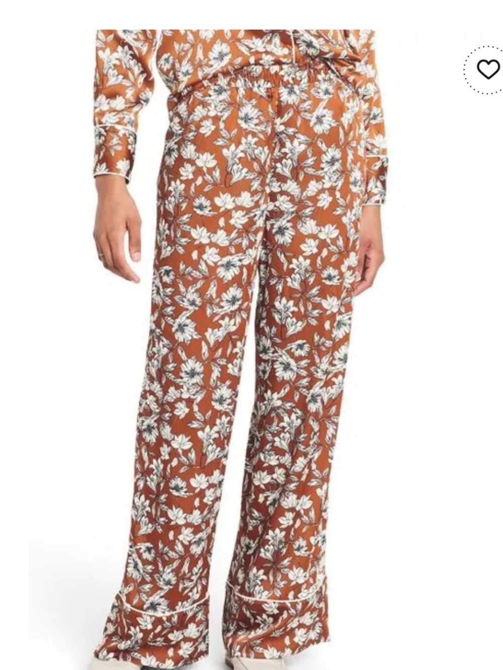 La Ligne Wide Leg Trousers Floral Wide Leg Pants in Brown & White Size Medium